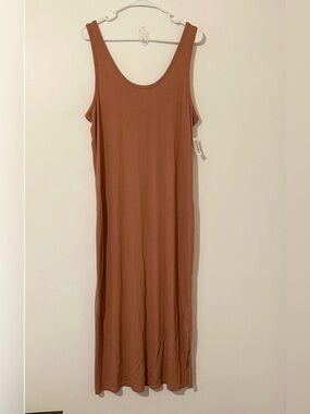 Old Navy Ribbed Burnt Orange Brown Maxi Long Dress Sleeveless Tank Size XL